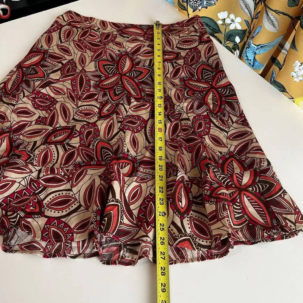 East 5th Women's Long Floral Linen Skirt Size 12 Preppy Y2K Awkward Skirt Fall - Picture 7 of 7